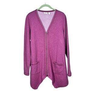 LOGO Lounge Womens Sz S Zip Front Long Sleeve Cardigan Jacket